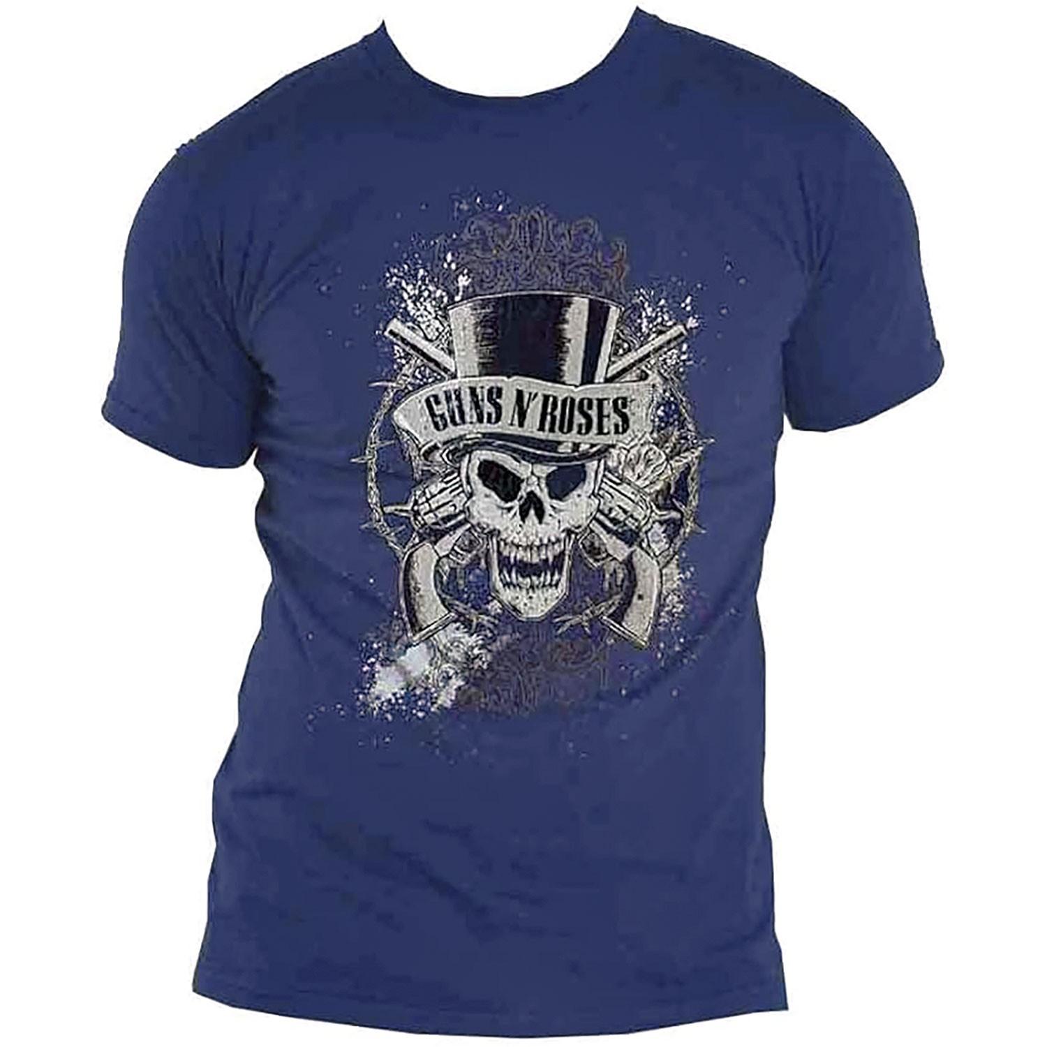 Men s Guns N Roses Faded Skull T-shirt Large Blue XL
