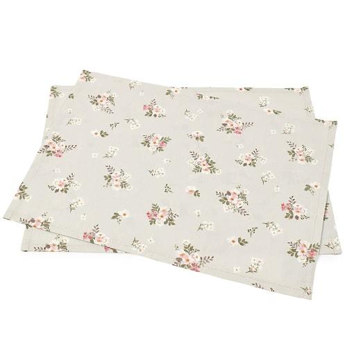 COLORFUL CANDY STYLE Placemats for Girls and Children, Stylish Cloth Lunch Placemats (25cm X 35cm), Set of 2, Petit Bouquet, N3697300