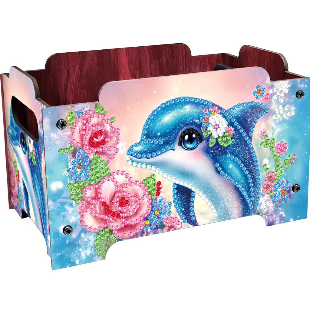 DIY Diamond Painting Crystal Mosaic Storage Container Wooden Crystal Storage Handbag Kit Handmade Storage Clutch for Home Decor