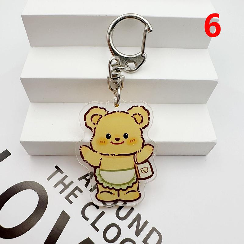 Cute Acrylic Butter Bear Keychains Bag Pendant Cartoon Keyring Jewelry Women Backpack Charms Decor Accessories