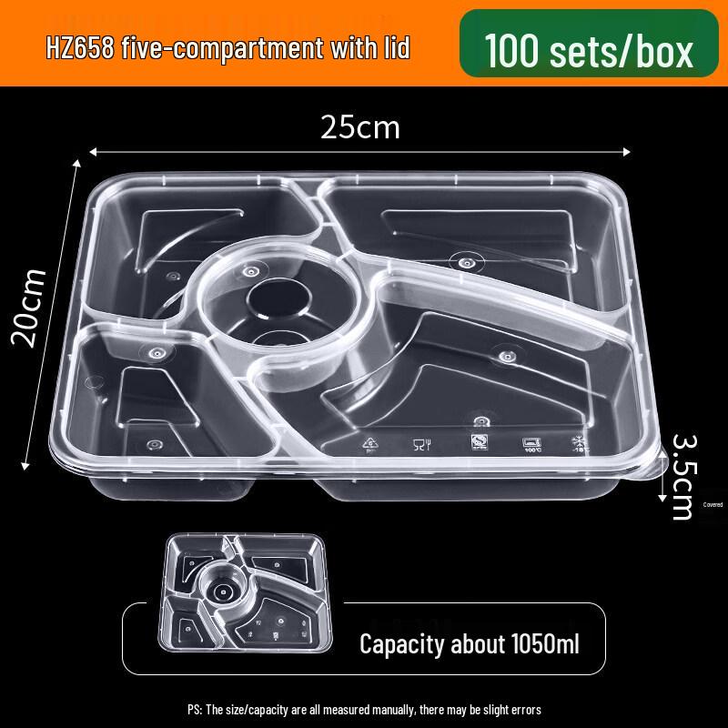 ZISIZ 5-Compartment Disposable Takeaway Box