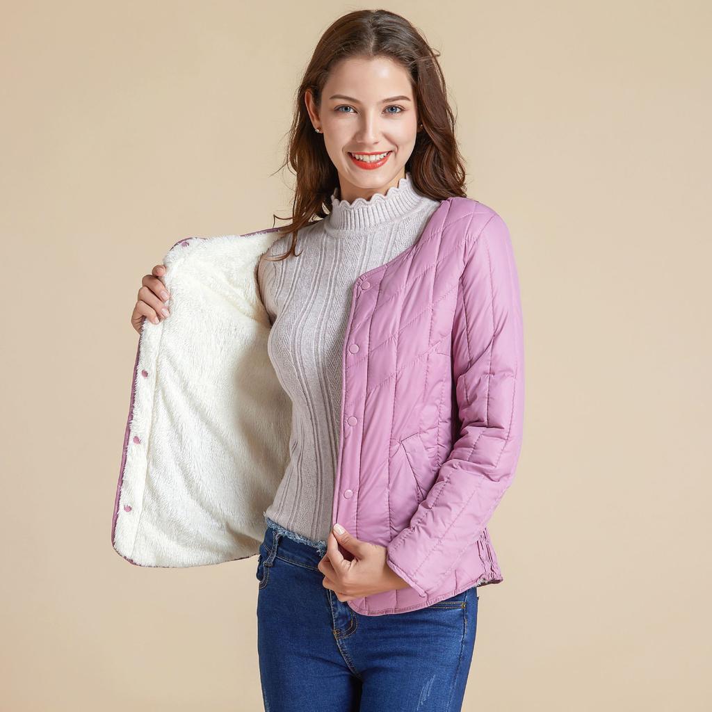 Fashionable Warmth and Comfort Women's Long-sleeved Warm Cotton Jacket Liner Cotton Top Cotton Liner Winter Slim 8977