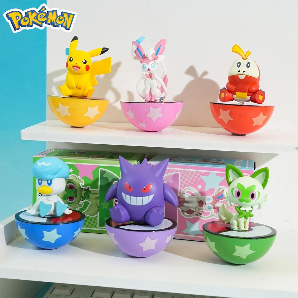 Pokémon Sitting Figurine Series: Roly-poly Decompression Toy for Home or Office Decor