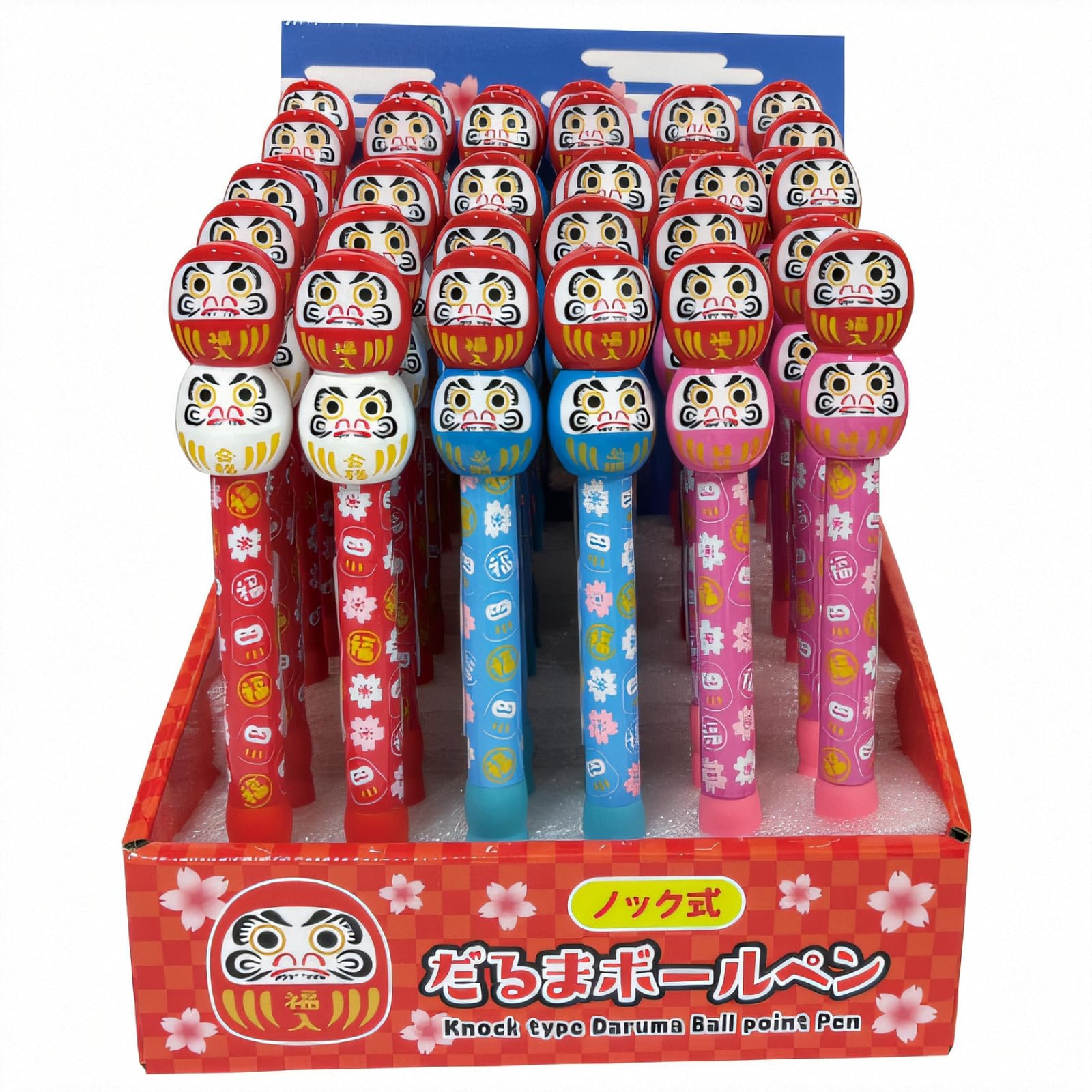 Castle Enterprises Daruma Ballpoint a Great Japanese Souvenir for Foreigners Knock-Style Pens, 36-Piece Set,