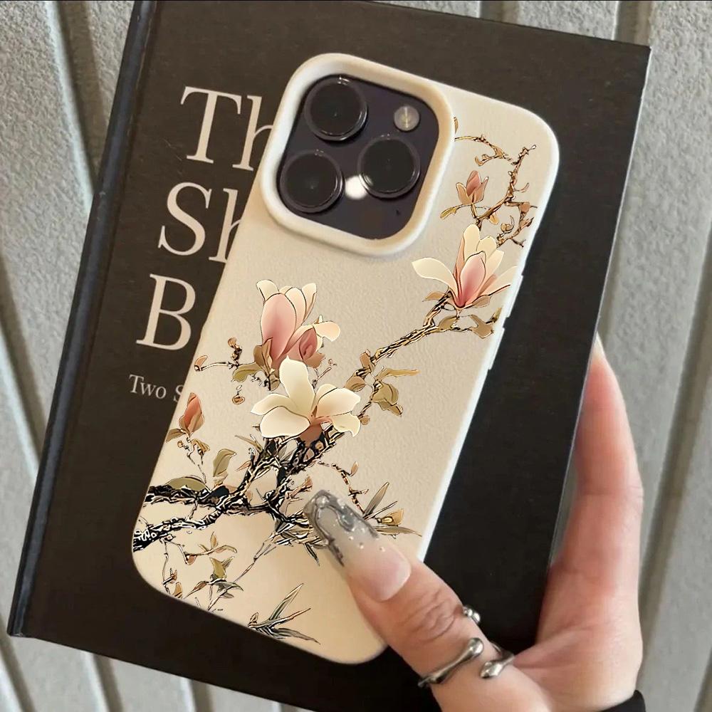 

HOT Orchid Plum Blossom Luxury Lichee leather pattern Phone Case For Samsung S26 S25 S24 S23 S22 S21 S20 S10 Plus FE Ultra 4G 5G Samsung S23 FE