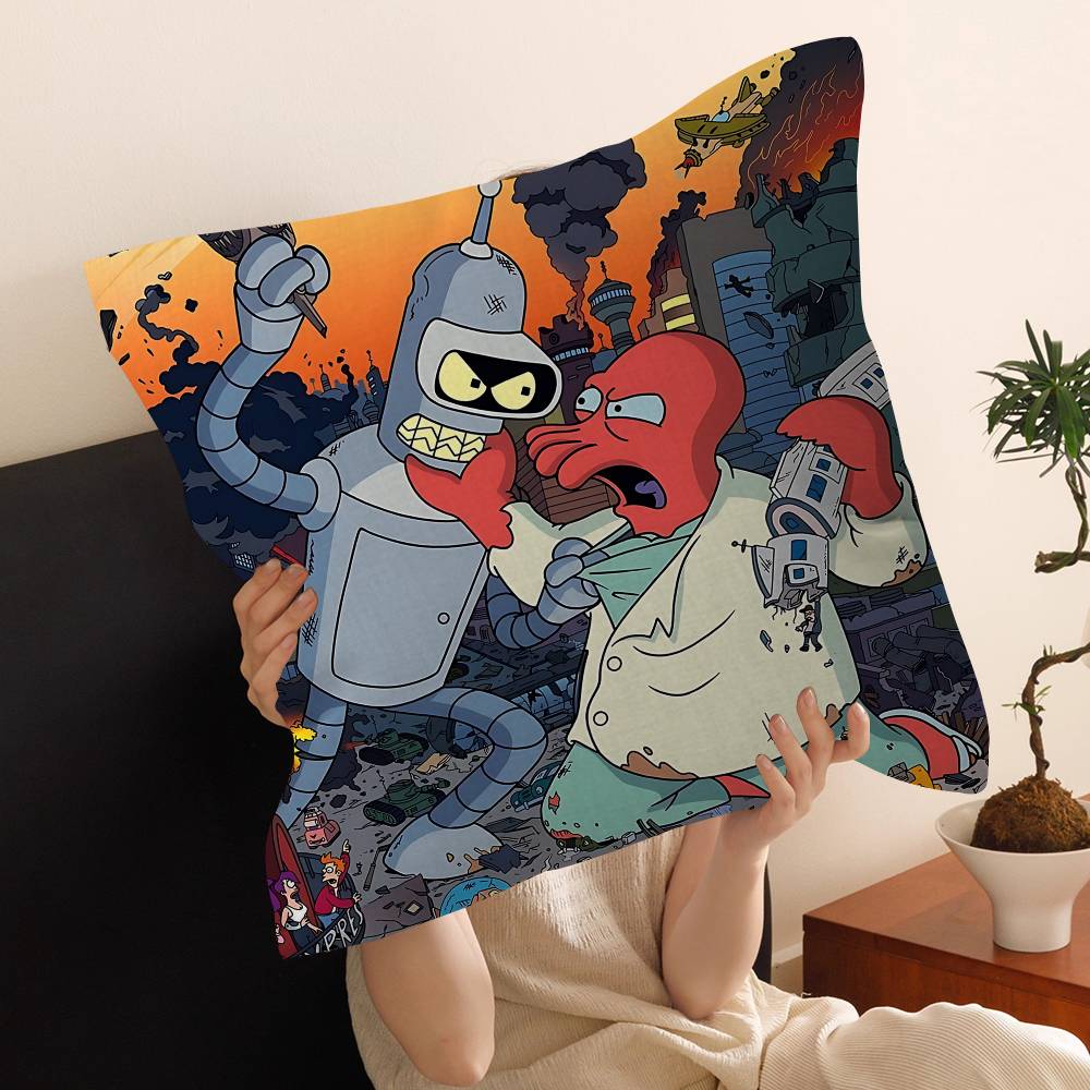 Cartoon F-Futuramas Personalized Picture Text Home Decorative Pillows Household Gifts 45X45Cm