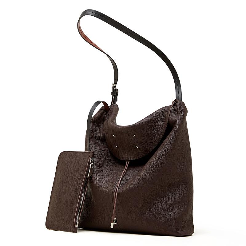 Leather Tote Bag, Underarm Bag, Simple and Fashionable Bucket Bag, Single-shoulder Crossbody Bag