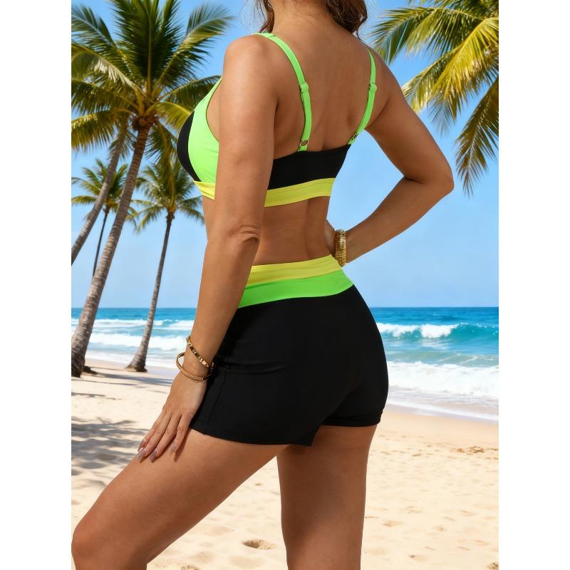 European and American Fashion and Casual Two-piece Set Contrasting Color Bikini Swimsuit