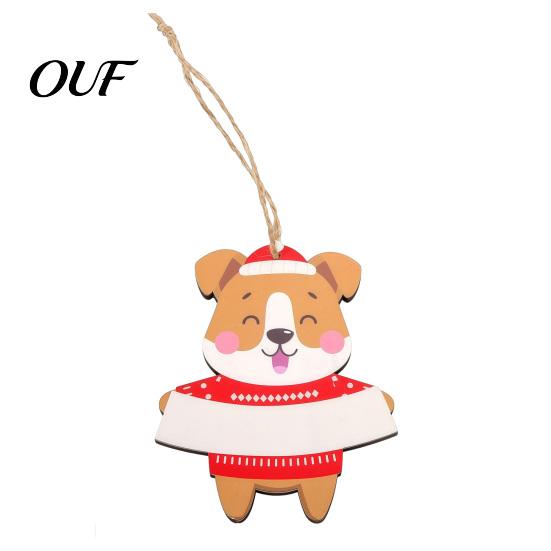 DIY Holiday Hanging Decorations Christmas Wooden Ornament, Cute Bear Gingerbread Gnome Cat Dog Personalized Winter Gifts for Tree, Party Home