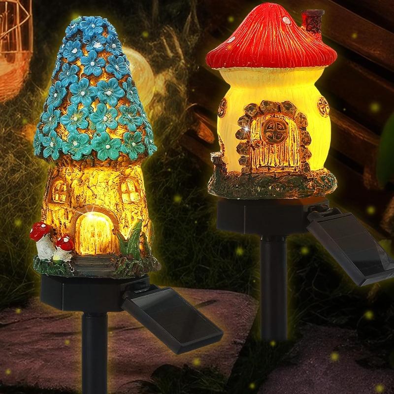 New Solar Resin Flower House Lights, Courtyard Decoration Lights, Lawn Lights, LED Lights, Outdoor Waterproof Landscape Lights