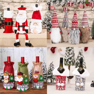 Dekoration Tischdekoration Schneemann Flaschenkleid Weinflaschenhülle Weihnachtsdekorationen Weihnachtsmann