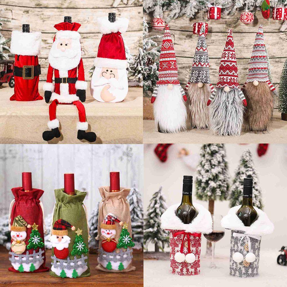 Home Decoration Snowman Xmas Gift Christmas Ornaments Santa Claus Bottle dress up Wine Bottle Cover