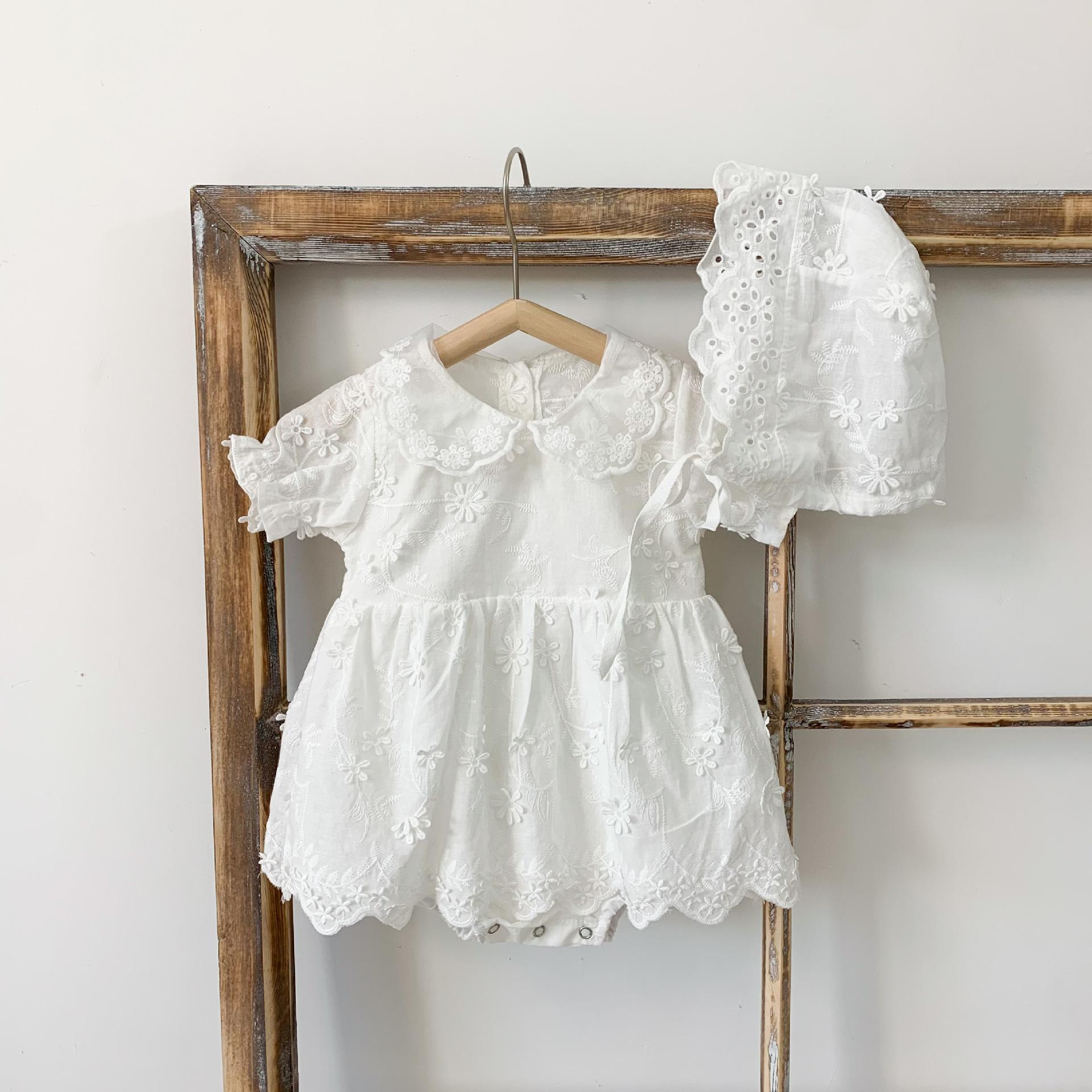 Summer Korean Baby Girl Short Sleeve Ruffled Romper Dress 66 белый