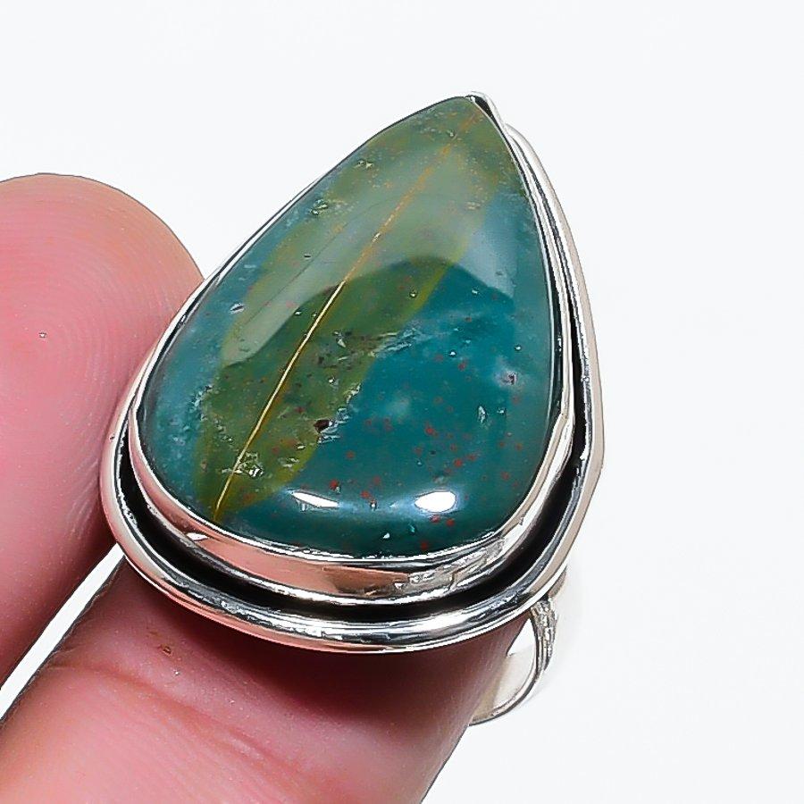 Natural Bloodstone Gemstone 925 Sterling Silver Jewelry Ring Size 6 AR-17857
