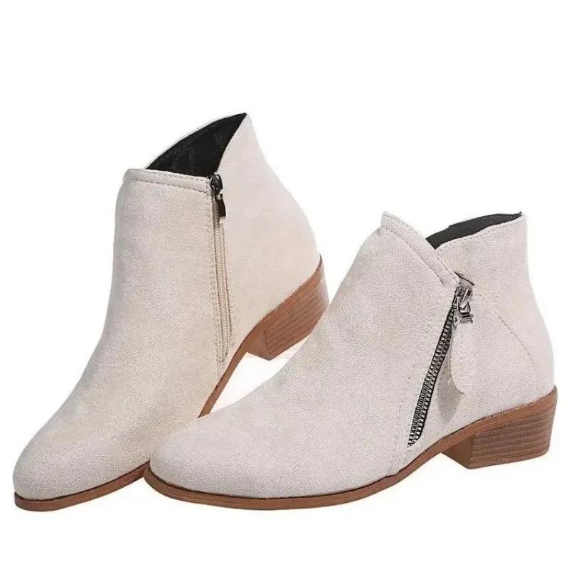Women's Ankle Boots Autumn Square Heel Boots Platform Sexy Women's Khaki High Heels Shoes 2025 New Winter Boots