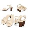 Wooden Square Large Small Easy to Walk cm cm [Oriental Traffic] Sandals, Heel, Toe, Ribbon, Size, Size, in, Strap, Women's, 41221, WHITE, 24.0 - 24.5