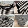 Women's Fashion Black Striped Summer Two-Piece Set: Casual Short-Sleeved Top and Wide-Leg Shorts