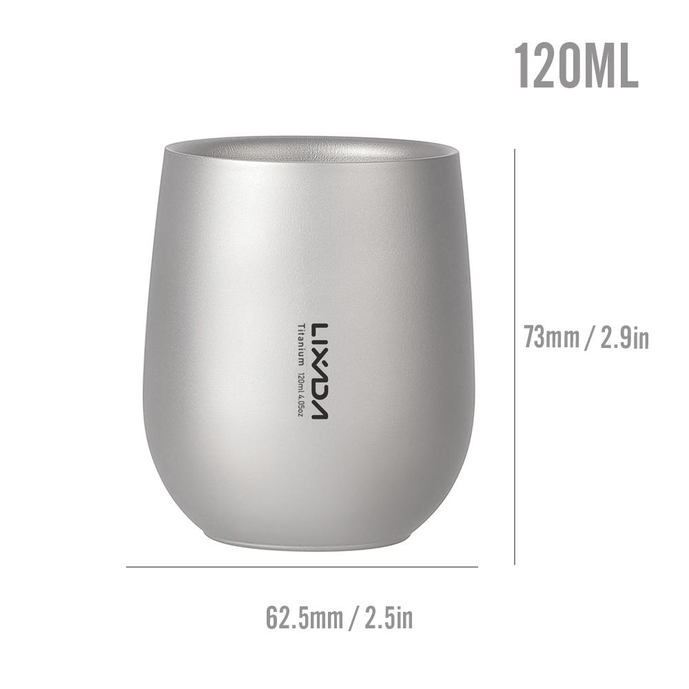 120ml Ultralight Ti Double Wall Insulated Water Cup Tea Cup Mug for Outdoor Camping Hiking