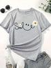 Beautiful Daisy Smile Letter Printed T Shirt Harajuku Fashion Graphic Black T Shirt Shirt Casual O-neck Female Tops Tee