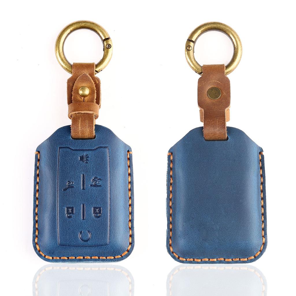Genuine Leather Car Key Cover for GMC RAM Dodge 4/6 Button Remote Key