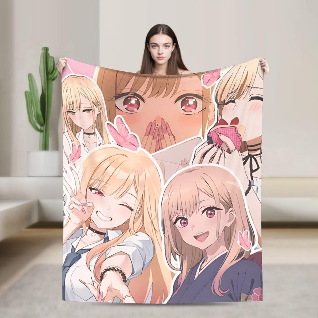 Japan Anime Marin Kitagawa Girl Blanket Multi-size Super Soft Cozy Throw Blankets for Sofa Couch and Bed