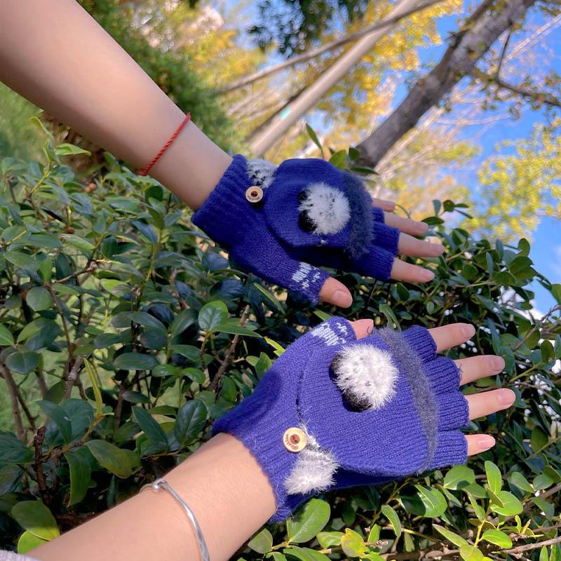 Winter Kids' Convertible Warm Gloves: Thick, Half-Finger Flip-Top for Boys & Girls, Perfect for Writing