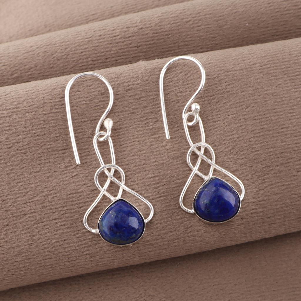 Cercei Lapis Lazuli Bijuterii cu Pietre Prețioase Lucrate Manual, Cercei din Argint Sterling 925, Cercei Bijuterii cu Design Unic Cadou Pentru Femei