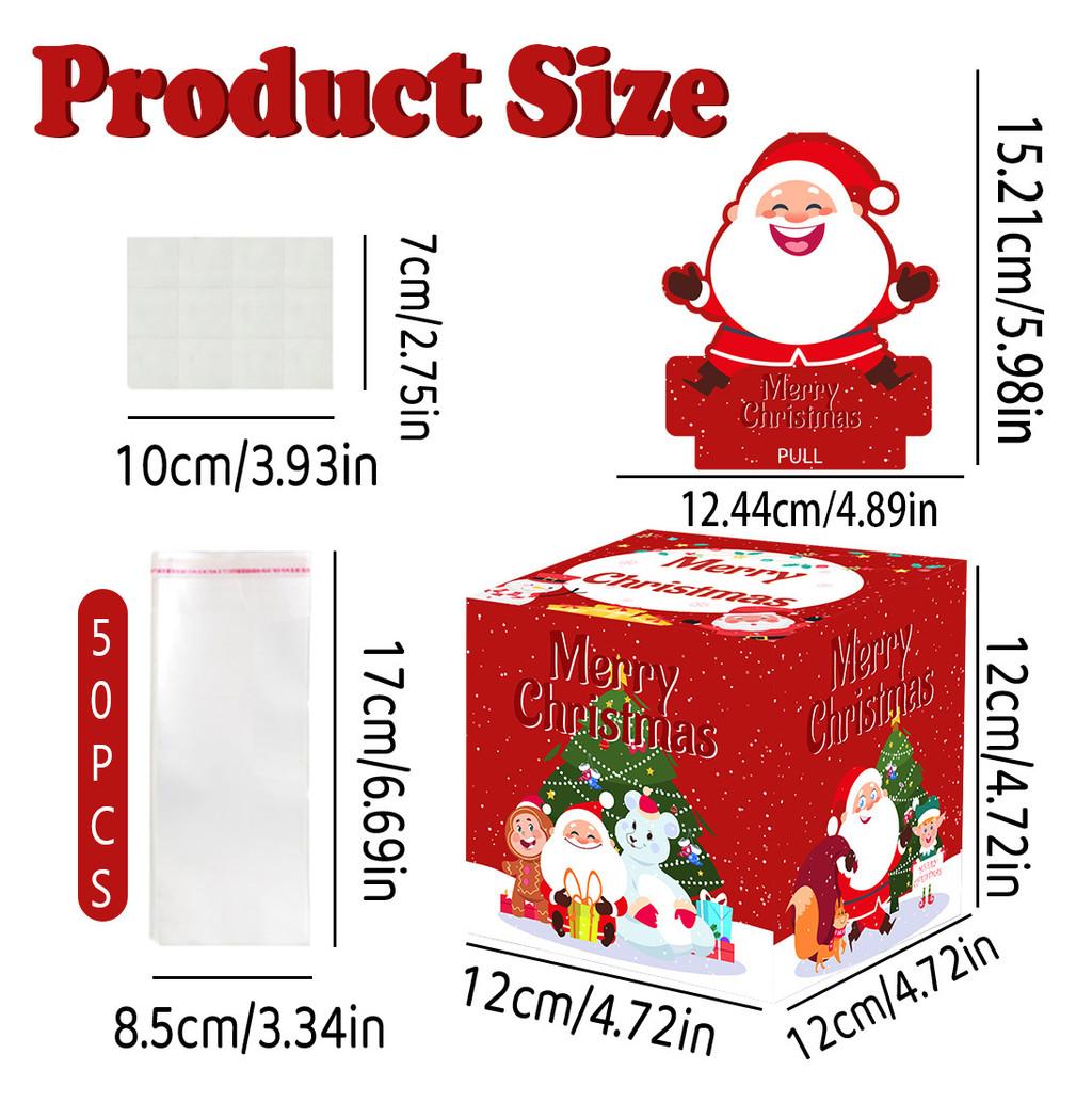 

Christmas Main Red Picture Santa Claus Reindeer Pattern Paper Box Props Decor
