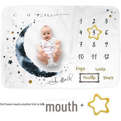 Moon-Shaped Double-Sided Flannel Baby Milestone Photography Blanket