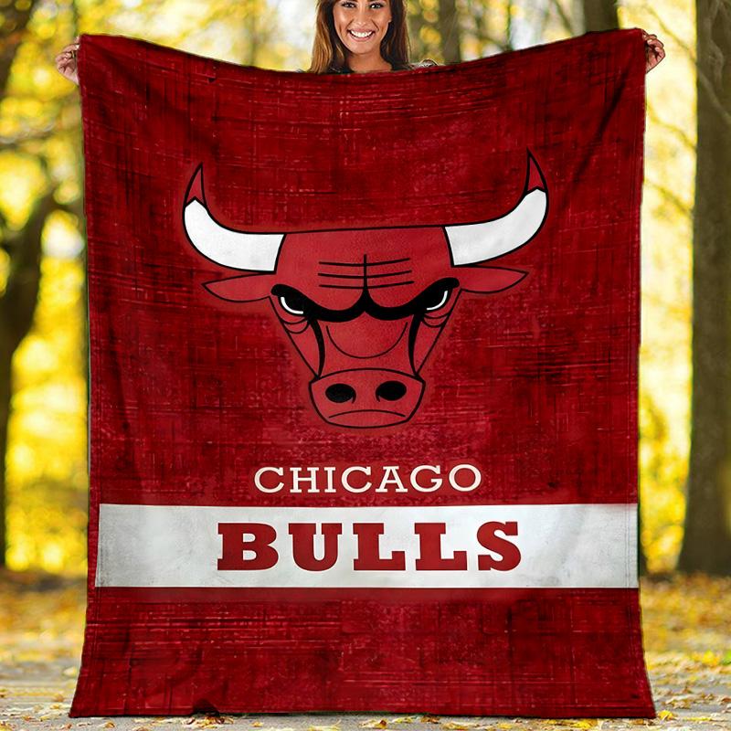 1pc Chicago Bulls Theme Blanket - Digital Print, Polyester, Cozy for All Seasons, Perfect for Outdoor, and Travel