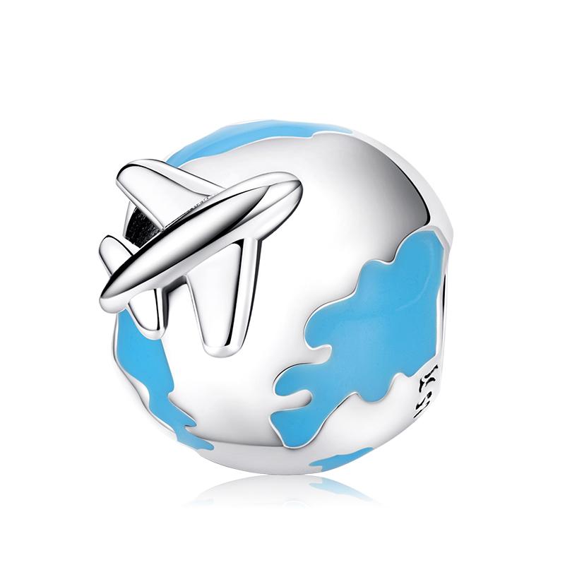 BAMOER 925 Silver Travelling Charms Fit for Silver Snake Bracelet Bangle Balloon Pendant Dainty Camera Beads Jewelry