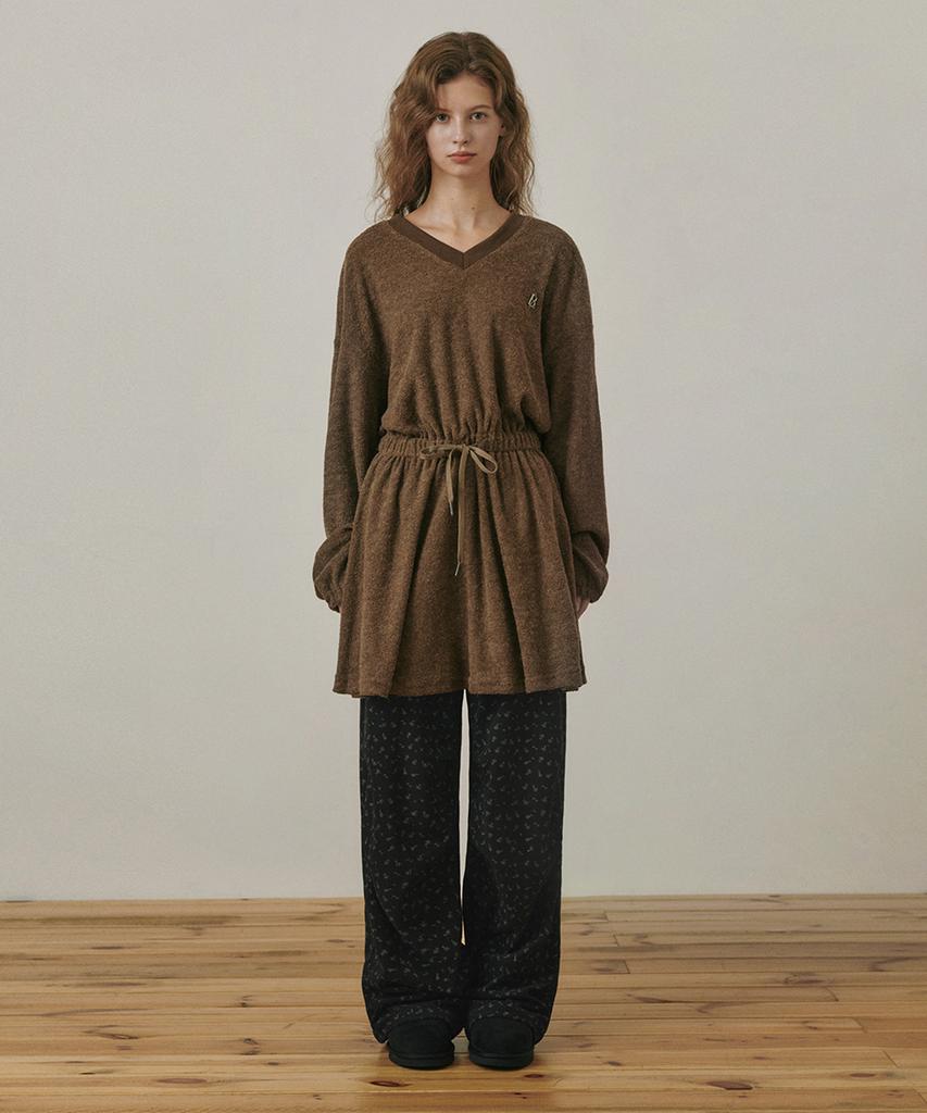 Belloel Banding Loose Dress Brown