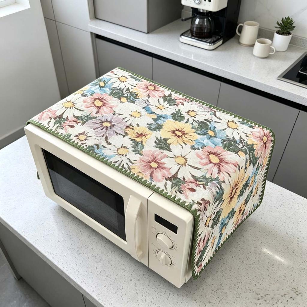 30x90cm Easy to Install Cotton Linen Microwave Dust Cover Anti Dust Cover