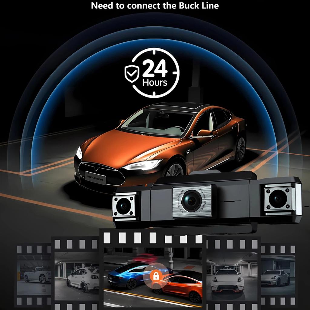 1080P Quad Dash Cam, 4-Channel 4-Screen Display, WiFi, Phone Sync, Rear View, Night Vision, Wide Angle