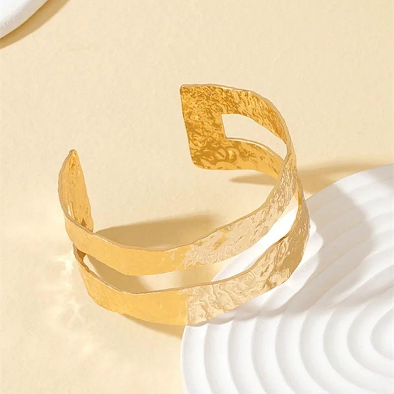 Gold Wide Bracelets For Women Statement Hammered Gold Cuff Bangle Bracelet Boho Chunky Stackable Bracelets Dainty Adjustable