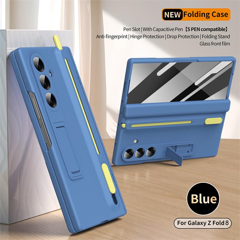 For Samsung Galaxy Z Fold 8 Ultra 8 7 6 5 4 3 with Touch Pen & Telescopic Slot Case Full Hinge Screen Protect Film Bracket Cove