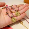 French Vintage Bohemian Woven Choker Necklace With Titanium Steel Pendant For Women