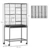 Large Bird Cage Budgie Cage with Stand, Storage Shelf, Wood Perch for Parrot Canary Parakeet Cockatiels, 81 x 48 x 162.5 cm