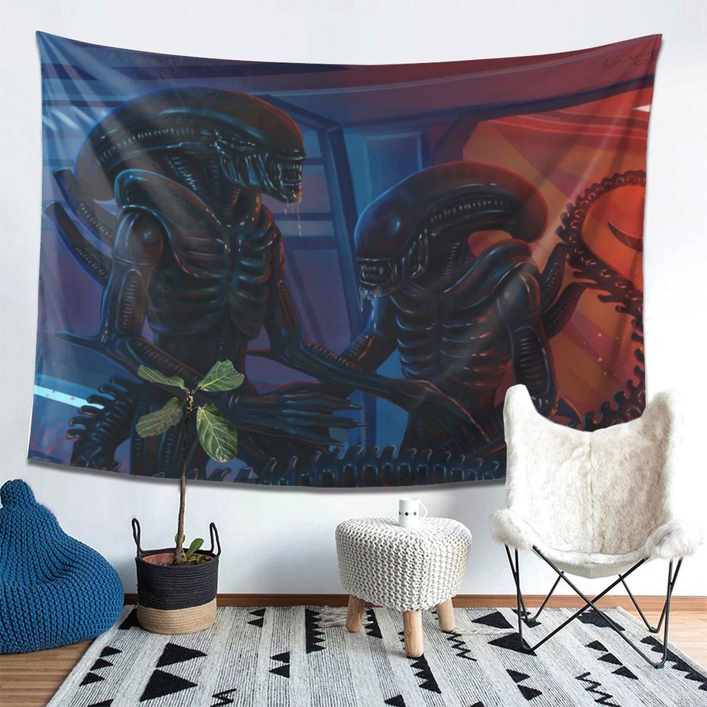 Xenomorph Alien Tapestry Decor Art Aesthetic Tapestries for Living Room Bedroom Home Wall Cloth Wall Hanging