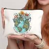 Simple Teacher Change The World Pattern Print Makeup Bag, Women Handhold Bag Travel Cosmetics Storage Pouch Bag Toiletry Bag, Gift For Teacher