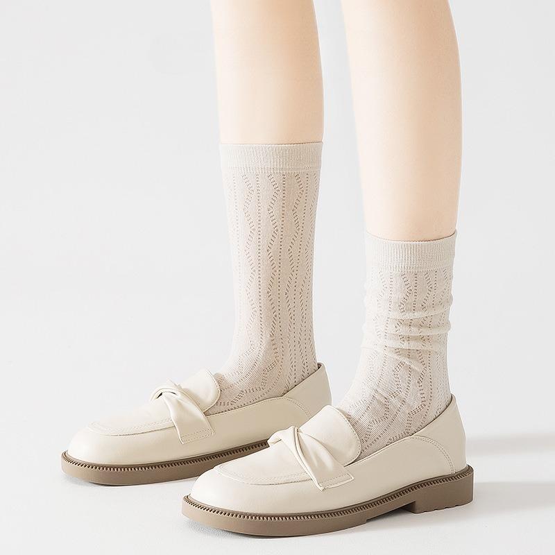 Einfarbige Sommer-Netz-Stulpen für Damen, Leichter Sommerstil, Wadenlang, Atmungsaktive Socken
