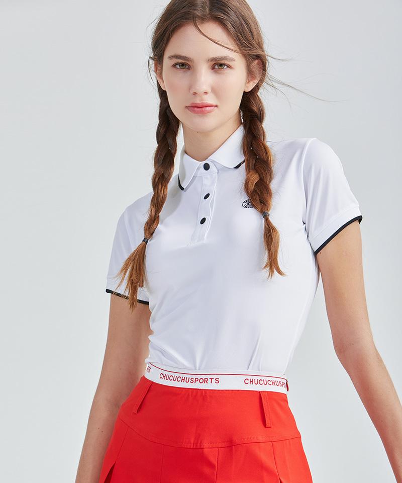 CHUCUCHU C24Ss-Ts037W Ten Knit Collar Polo Shirt