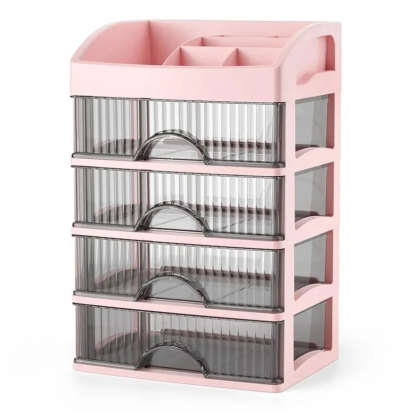 Zásuvkový organizér na make-up a šperky, velkokapacitní, transparentní, vícevrstvý, úložné boxy na laky na nehty, rtěnky, péči o pleť a kosmetiku