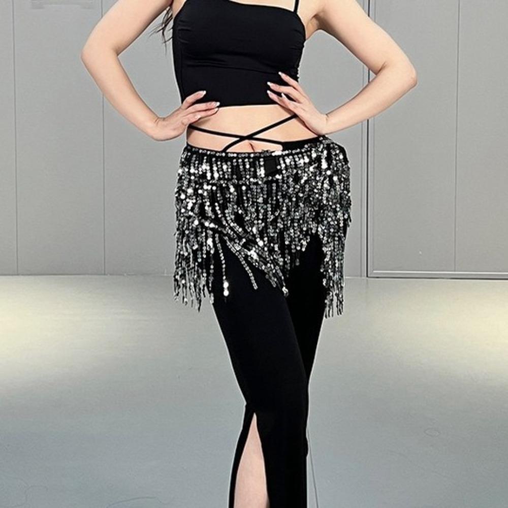 4 Farben Bauchtanz Hüfttuch Glitzernde Pailletten Damen Taillenketten Tanzrock Taillengürtel Für Mädchen