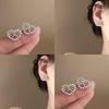 Korean Version of Temperament Sweet Bow Stud Earrings Women's Senior Sense Zircon Love Earrings Commuter Ear Jewelry
