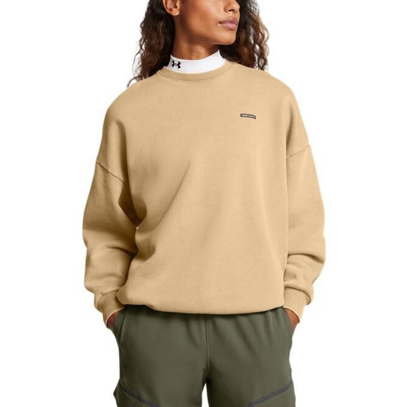 Under Armour Icon FW24 Rundhals Buchstaben Casual Langarm Sweatshirt Damen Sweatshirt Kamelbraun 1386486-263