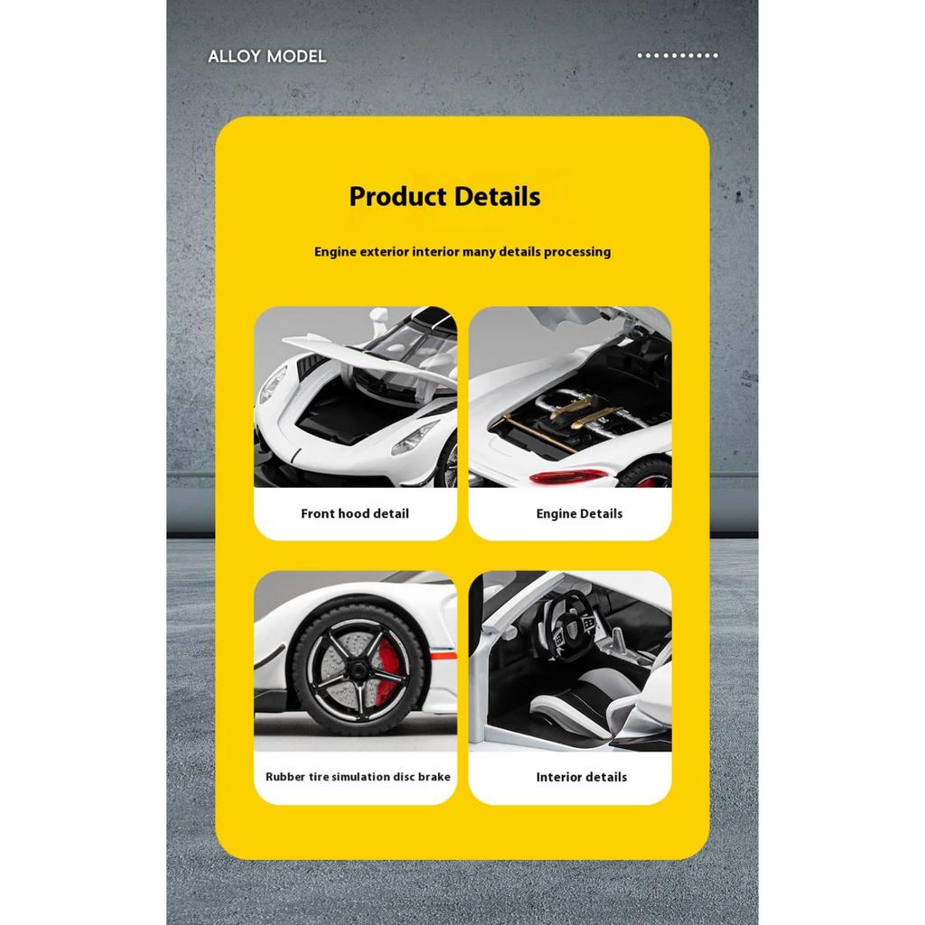 1/22 Koenigsegg Jesko Supercar Alloy Diecast Model Car Outdoor Display Products with High Simulation Collection Hobbies for Boyfriend Boys
