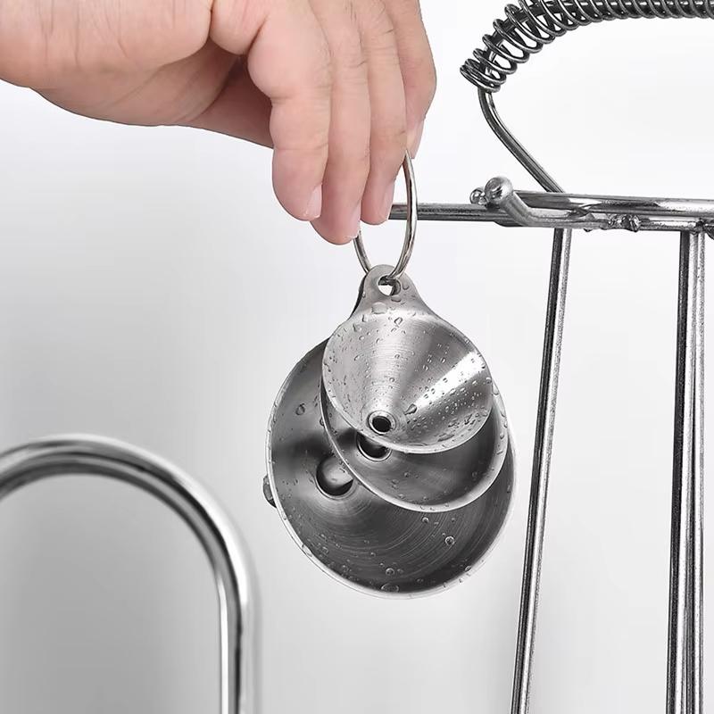 1set Stainless Steel Kitchen Funnels Set With Handle For Transferring Liquid Spices Tool Multipurpose Funnel Kitchen Accessories