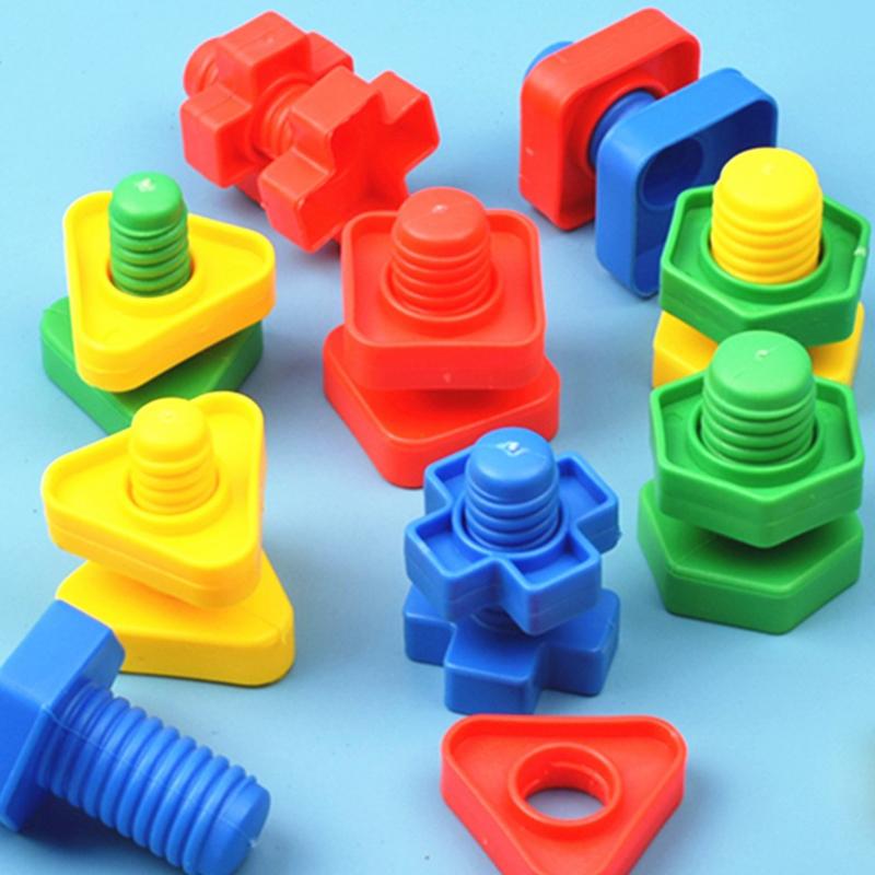 4PCS Matching Screw Random Mix Color DIY Plastic Nuts And Bolts Interactive Color Shape Cognition Montessori Educational Toy ZYF