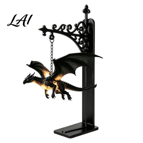 Magische Bücherregal Dekoration Fliegende Drachenlampe Warmes Hänge-Nachtlicht Fantasy-Skulptur mit Ständer Lese-Ecke Dekor Einzigartiges Geschenk für